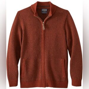 Pendleton Full Zip Shetland Sweater, Oxblood/Hickory Heather, Men’s Small